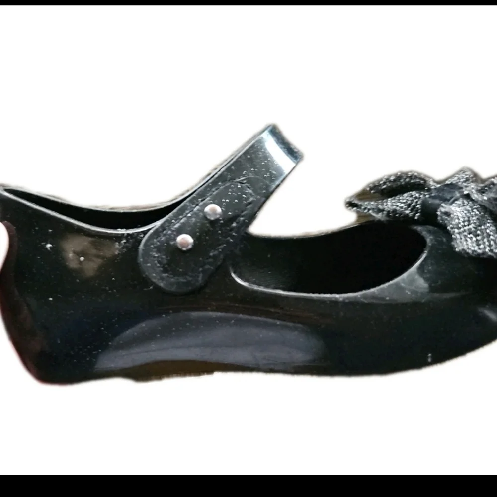 Mini Melissa Kids Black Ultragirl Sweet X Mary Jane Jelly Flats Bow Shoes 11